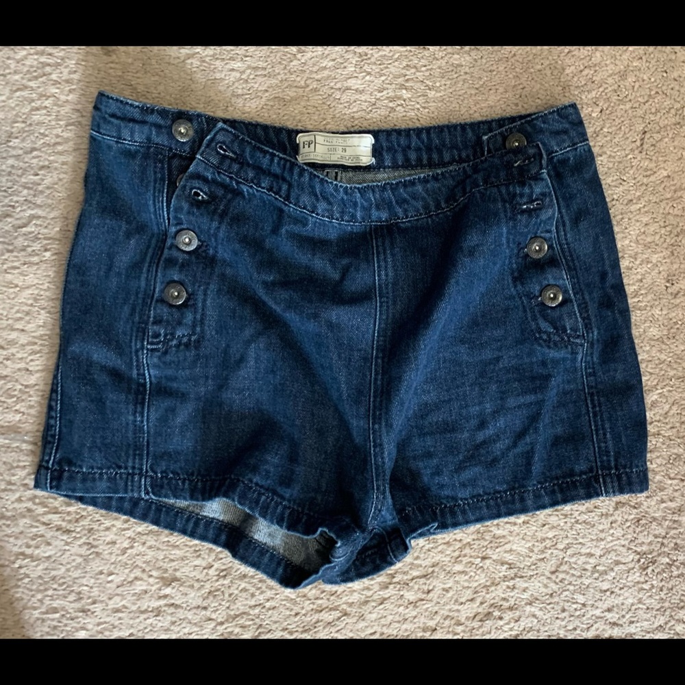 Free People Button Denim Shorts